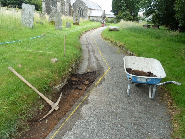 UnlockedSt's tweet photo. Hooray - work begins @UnlockedSt our dear St Sampsons.  It may look like a hole in the ground but that hole means water and water means refreshments and loos - whoopee!! Please RT the pics in case anyone feels like helping us pay the bill. #AshLambBestbuilder https://t.co/fAxcnisw4k