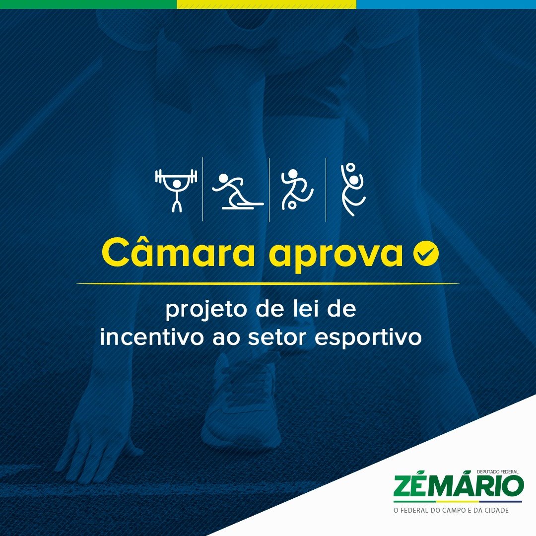 ZeMarioGO's tweet photo. Aprovamos o Projeto de Lei de incentivo ao esporte.  O #PL2824 estabelece medidas para socorrer o setor esportivo brasileiro enquanto vigorarem as medidas de isolamento social ou de quarentena vinculadas a Covid-19. Viva o esporte do Brasil! https://t.co/mIaqzF72pf
