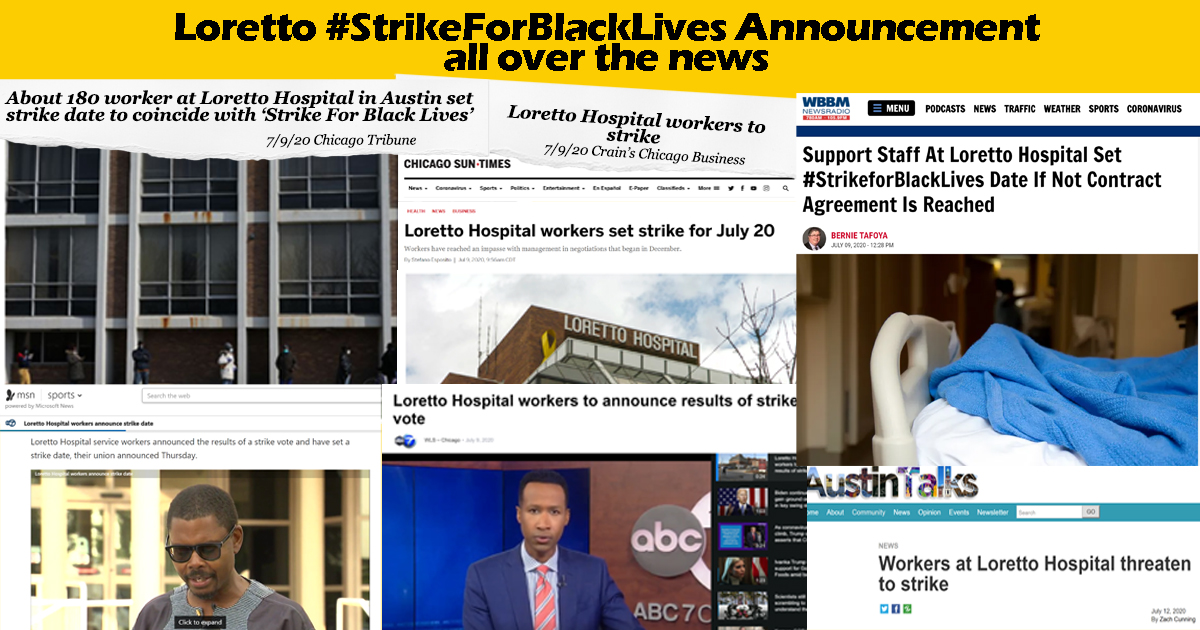 SEIUhciimk's tweet photo. The news is paying attention. The community's paying attention. Will @LorettoHospital listen? #StrikeForBlackLives begins Monday 7/20 if they don't.

Learn more: https://t.co/oYgogYSwJ8 https://t.co/gRQZTv8MQl