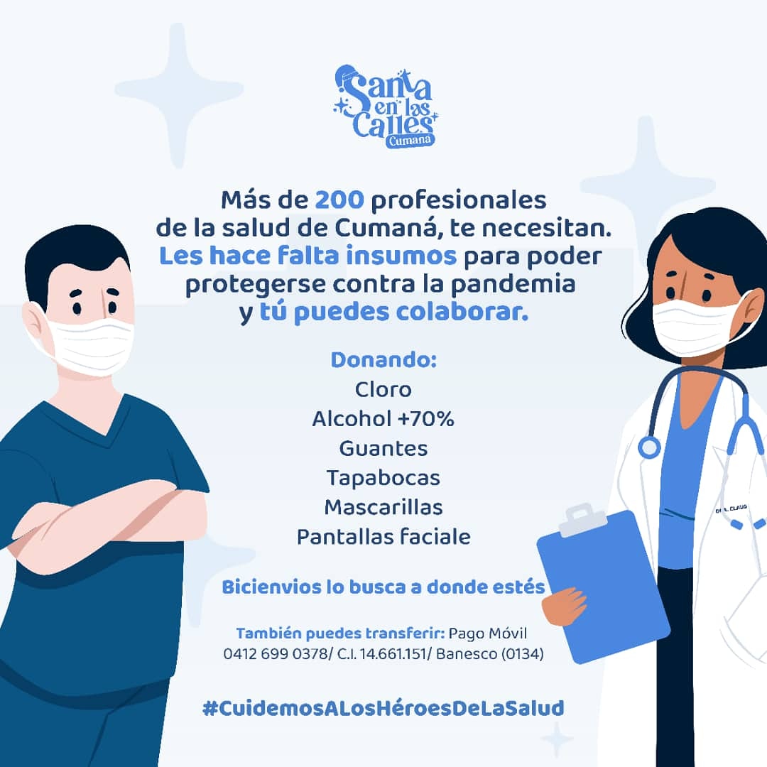 azulejodigital's tweet photo. #Ciudad • Santa en las Calles solicita donativos para médicos que atienden casos de COVID-19
#Venezuela #Sucre #Cumaná #COVID19 #coronavirus #pandemia #cuarentena #donaciones #Huapa #LosVeteranos #SantaEnLasCalles #Noticias #AzulejoDigital
https://t.co/wdK9Zd1DlT https://t.co/cIMhR9T0Ll