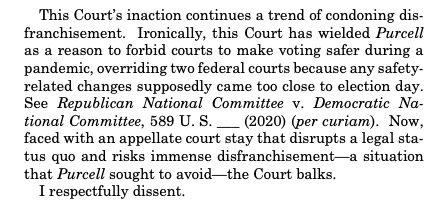 Here is a link to the order, including Sotomayor's dissent, which is fire.  https://www.supremecourt.gov/opinions/19pdf/19a1071_lkgn.pdf