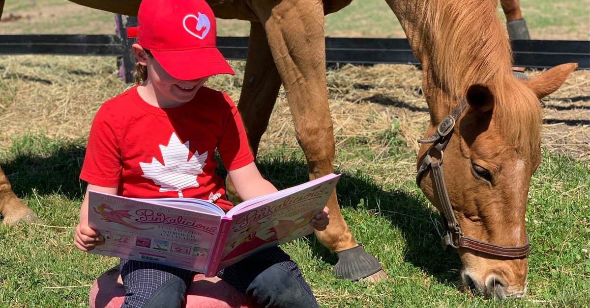 HorseCanada's tweet photo. Rachael is Reading to Save Ontario’s School Horses: An Oakville mother and her five-year-old daughter have taken a unique approach to fundraising as Rachael reads horse stories on YouTube. #RachaelReadstoSavetheSchoolHorses
#RandomActsofCanadian
https://t.co/1hi0K2Pue2 https://t.co/S3LCcAz3nZ