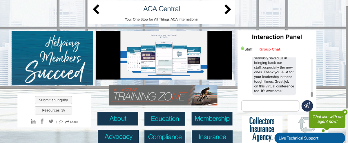 ACAIntl's tweet photo. ACA's team at ACA Central is online the rest of #ACAConv20 to answer your questions &amp; provide resources and don't forget, our exhibitors on the virtual platform will be available through Sept. 30 #HelpingMembersSucceed Thank you to all our speakers, sponsors &amp; exhibitors. https://t.co/FvpGmixBV1