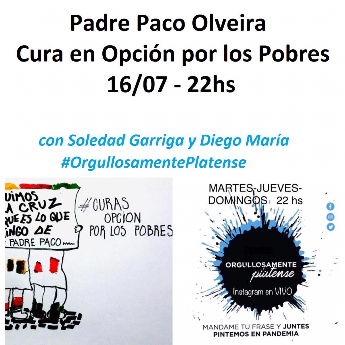 diegomariag's tweet photo. Ciclo Cultural #OrgullosamentePlatense
 📍Hoy 22 hs nos encontramos en vivo por Instagram con @OlveiraPaco, @GrupoCurasOPP. 
👉"Nosotros seguimos bajando de la cruz a los pobres que es lo que hizo Dios el domingo de Pascuas". 
🎨 Obra #CurasEnOpcionPorLosPobres #SoledadGarriga https://t.co/Cn6RDOVrEm