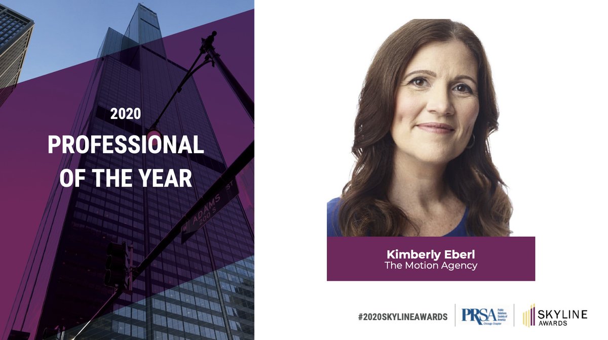 PRSAchicago's tweet photo. 16 (yes, 16!) fellow PR leaders reached out to nominate our next winner.

PRSA Chicago is proud to honor Kim Eberl, Founder and CEO of @TheMotionAgency as the 2020 PRSA Chicago PR Professional of the Year. Congratulations, Kim!

#2020SkylineAwards #PRSAChi https://t.co/TvGvwtgNKW