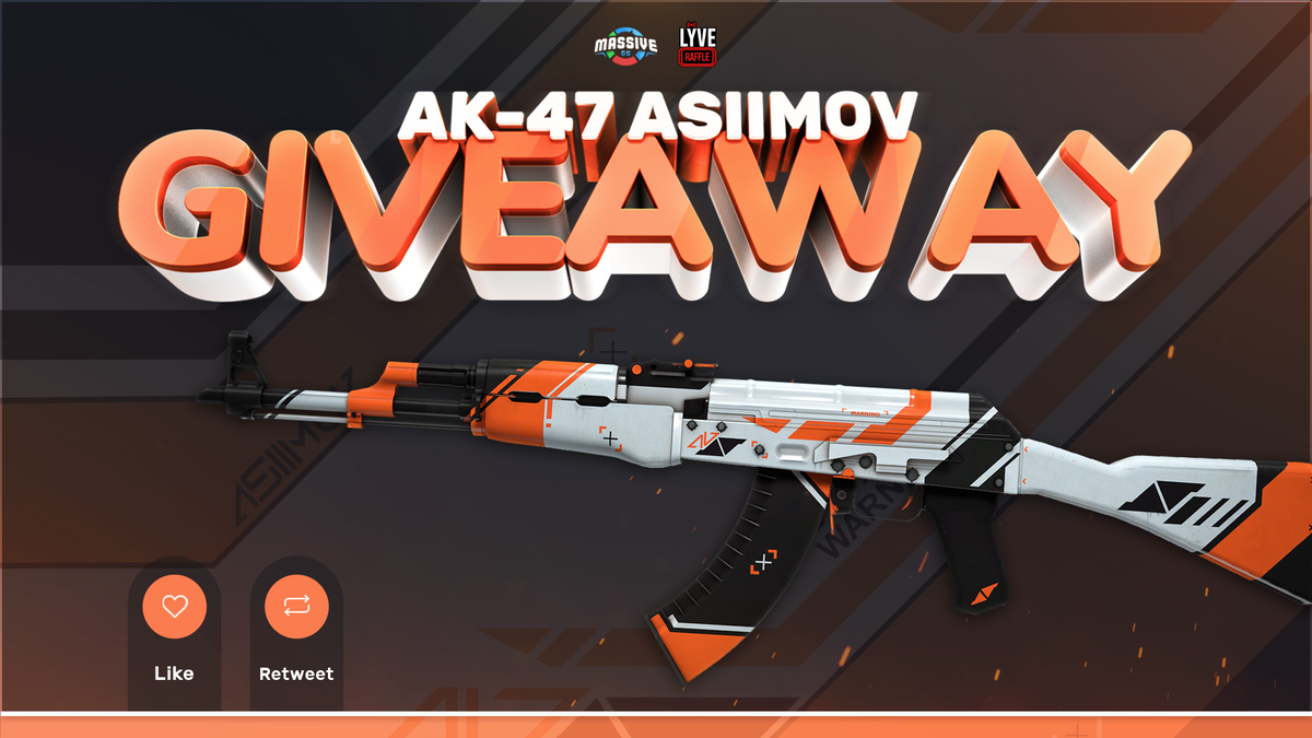 LyveRaffle's tweet photo. 🎁 72H GIVEAWAY!!! 🔥 AK-47 | Asiimov (Minimal Wear)

To enter:
- Follow @LyveRaffle + @Massive_GG
- Like and Retweet
- Tag 2 Friends

Good Luck 🍀 https://t.co/vvxhIcaa0V
