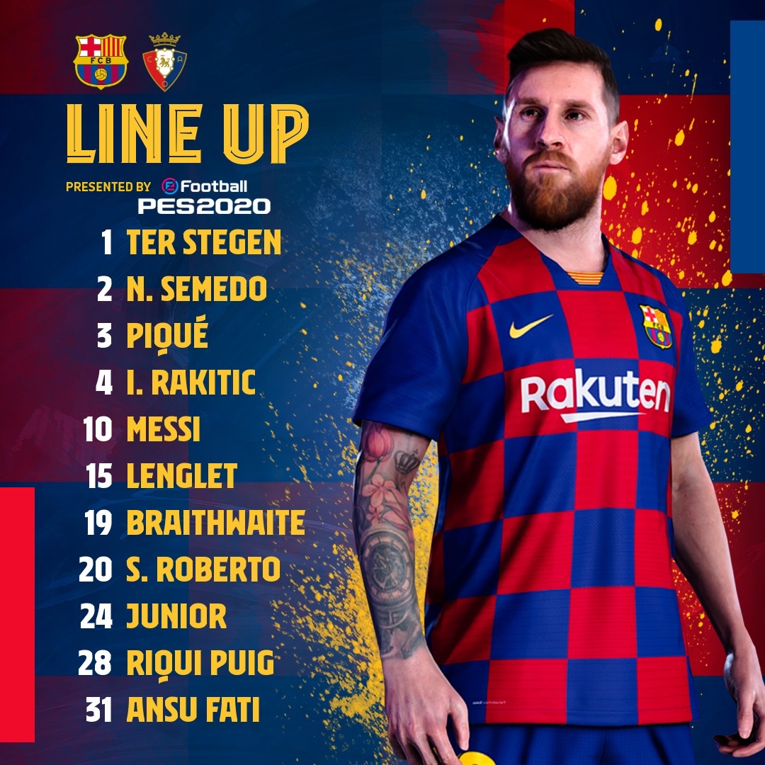 #Culers! Here is YOUR starting XI for #BarçaOsasuna!