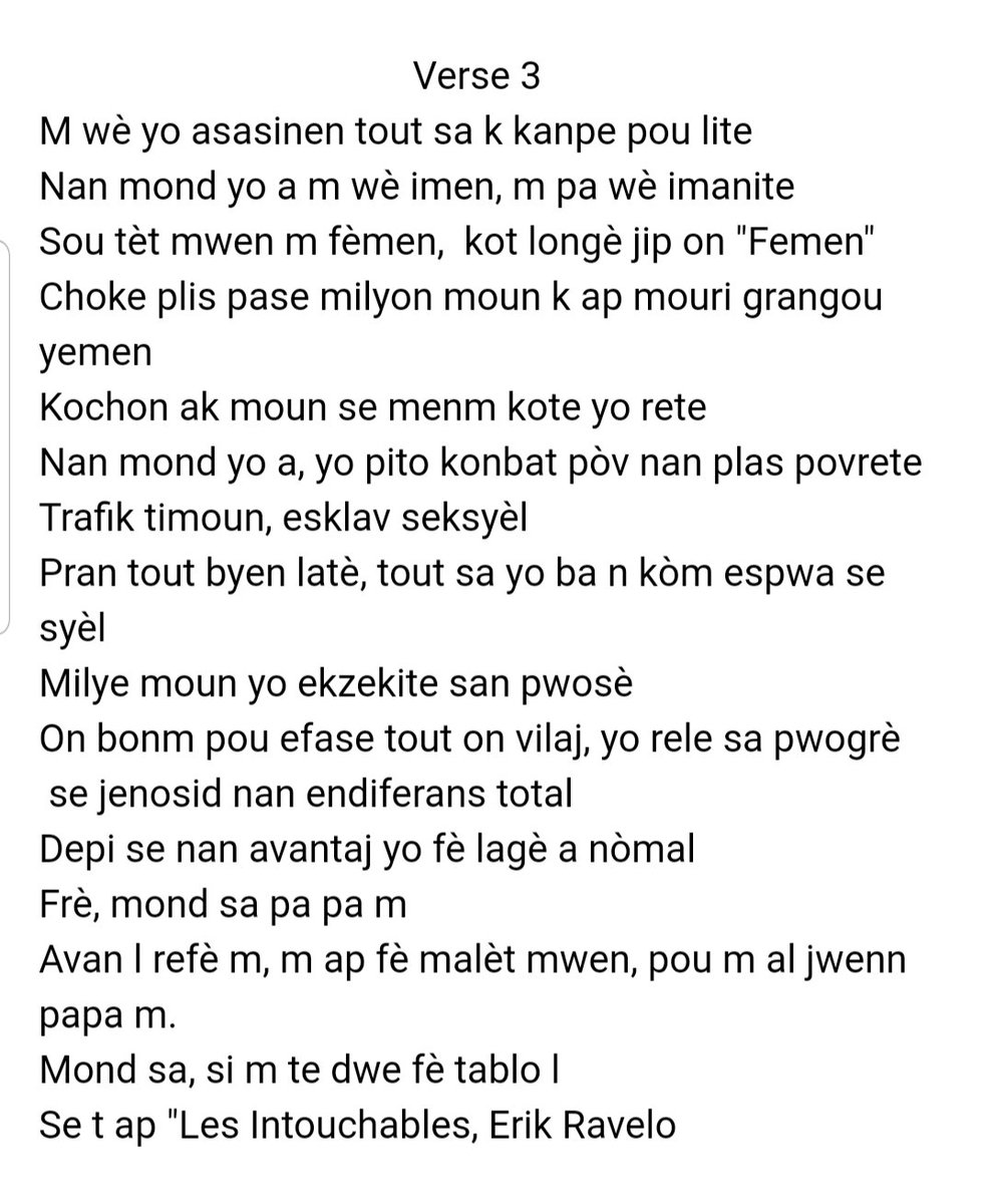 DfiAyiti's tweet photo. M pataje ak nou lirik mizik Mond Yo a.
Est-ce que ce monde est sérieux?

Powèt depi sou ban lekòl https://t.co/fbJa18RebF