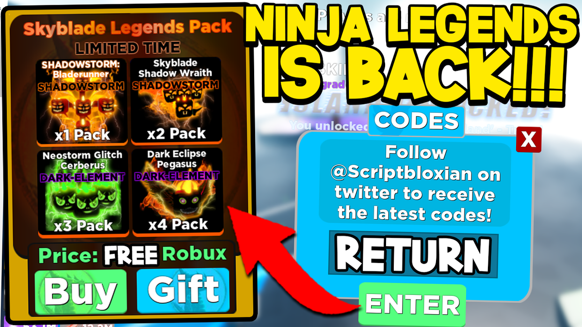 Scriptbloxian Twitter Codes Ninja Legends