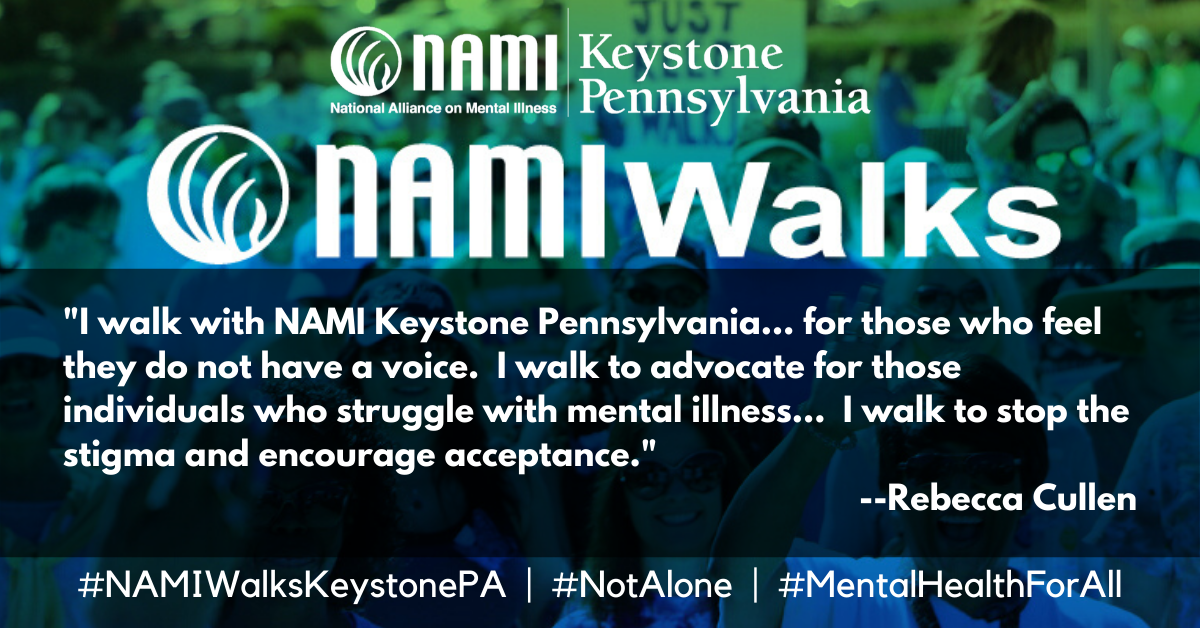 NAMIKeystonePA's tweet photo. Join us in October for #NAMIWalksKeystonePA, our annual walk to raise awareness for mental health. Create a team, join a team, or make a donation. Your participation shows the one in five people with a mental health condition that they are #NotAlone. Visit https://t.co/hHGjqiJS2P https://t.co/9ht5yAM9zF