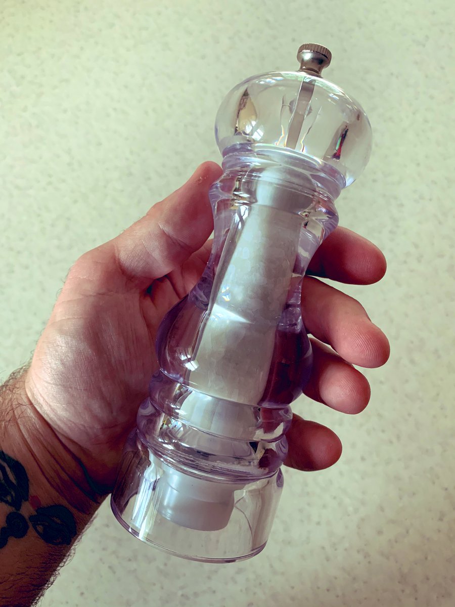 anthonyshock's tweet photo. Spent ages trying to fix this salt grinder. Turns out it didn’t have any salt in it. Just a bastard photo of it. https://t.co/d3SIxh3ocE