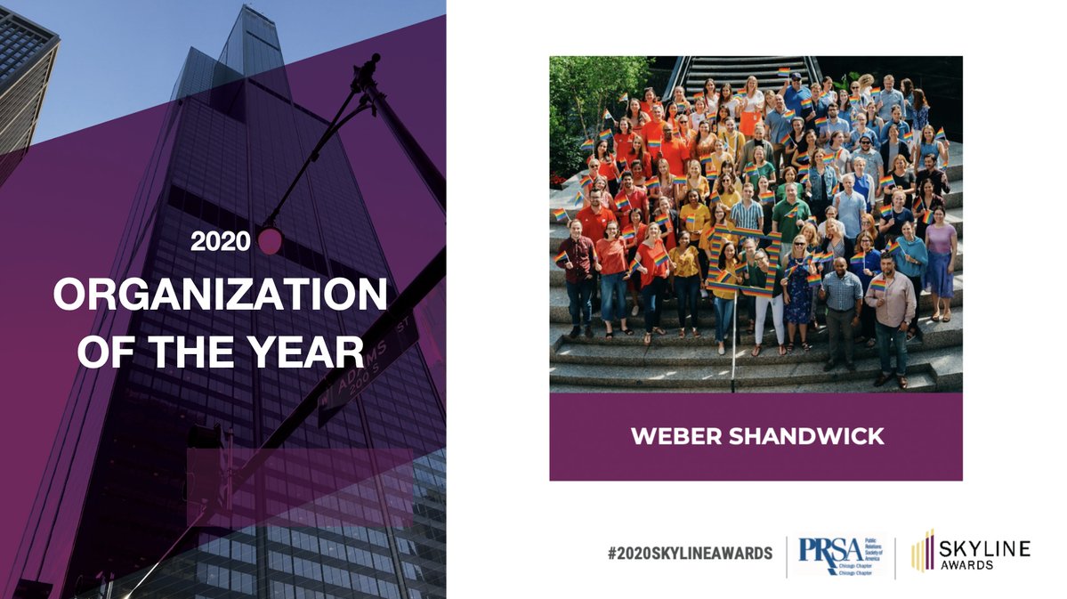 PRSAchicago's tweet photo. Congratulations to @WeberShandwick for winning the Organization of the Year Skyline award! 

#2020SkylineAwards #PRSAChi https://t.co/PUiKqkxVB3