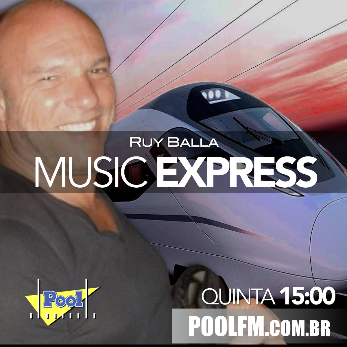 poolfmoficial's tweet photo. Embarque no VAGÃO do EXPRESSO da música 🚈 o #MusicExpress passará pelas estações 70, 80 e 90 com o comandante #RuyBalla ... tudo isso [daqui a pouco: 15:00h] na #PoolFM @ruy.balla.37 https://t.co/ySvMJd2E6w