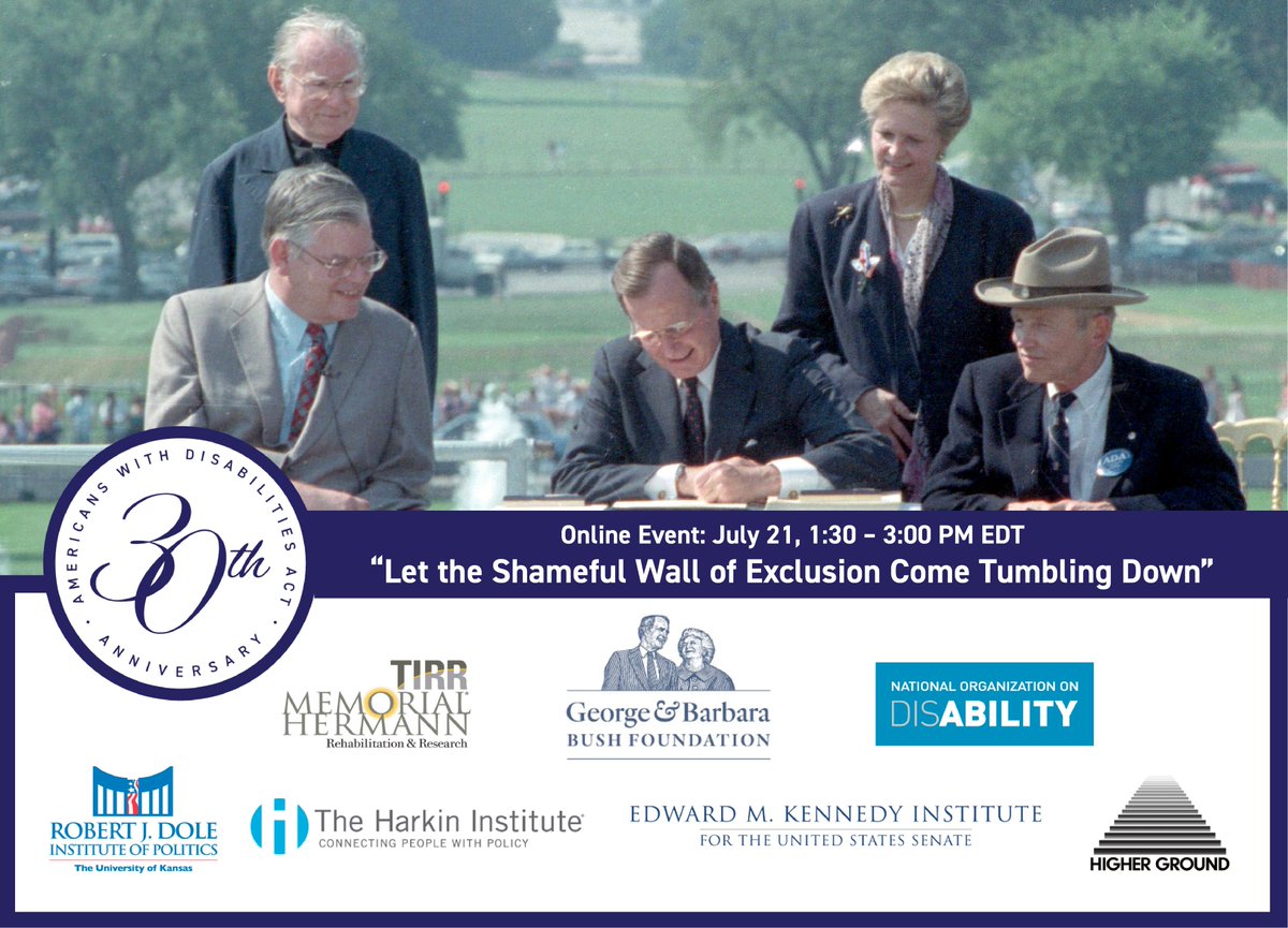 The Bush Foundation &amp; the National Organization on Disability are hosting a special event, “Let the Shameful Wall of Exclusion Come Tumbling Down,” to commemorate the ADA at 30. Register for the live webcast on July 21st at 1:30PM ET: lnkd.in/dVz39w4. #ADA30 #LookCloser
