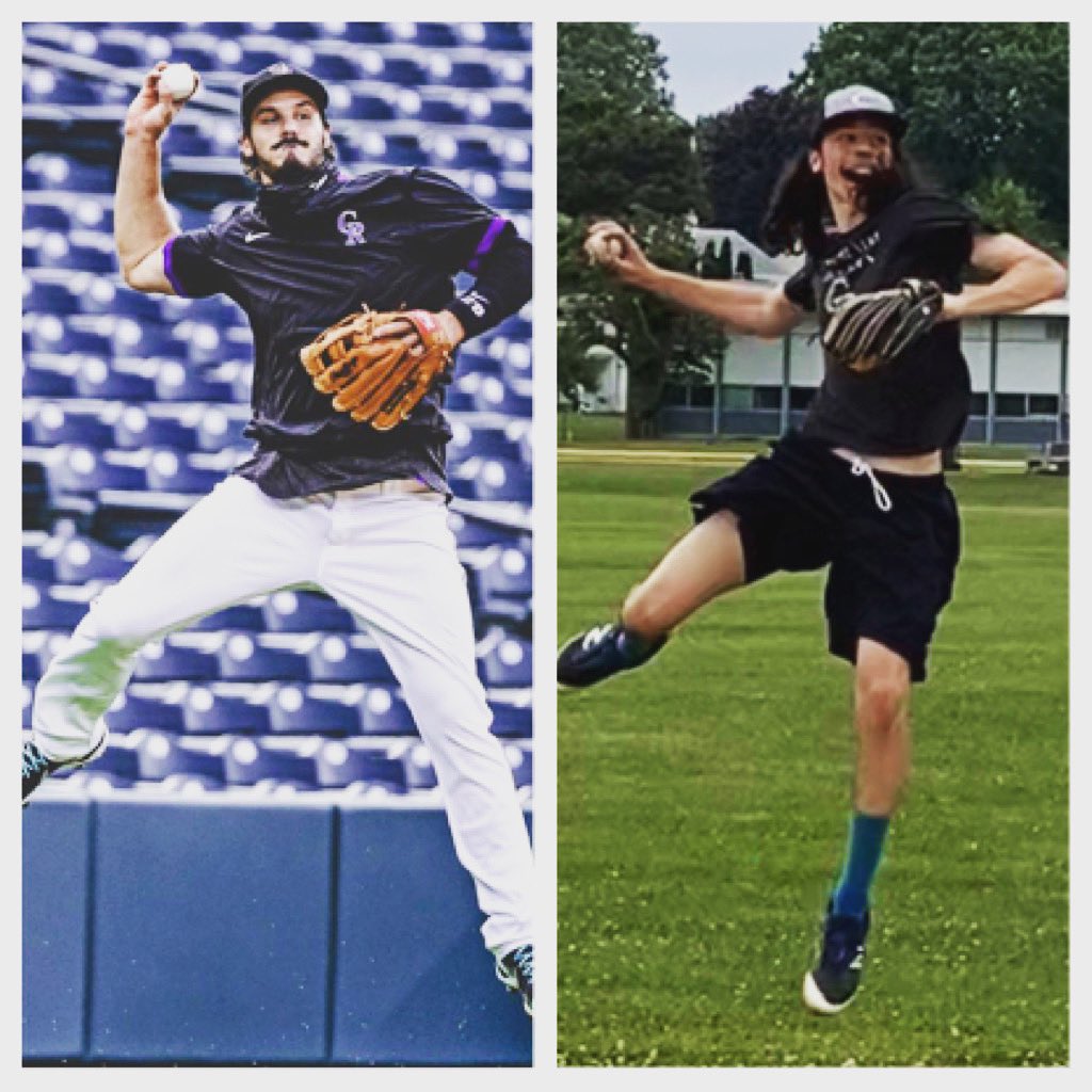 Jenna_Clay's tweet image. Nolan being Nolan. Jackson being Jackson ... and Nolan. Both in @Rockies gear!
#turntwo #baseball #work #practice #neverstop #quarantinelife #nolanbeingnolan