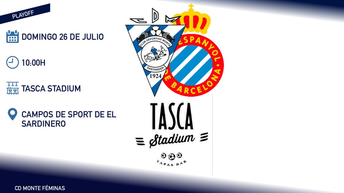 CDMonteFem's tweet photo. El @CDMonteFem y nuestros amigos de @TascaStadium hemos acordado retransmitir el partido de playoff del próximo domingo 26 de julio. 

De esta forma, toda la familia del @CDMonteFem y sus aficionados podrán vivir juntos este día tan importante.

#SomosMonte 💙 https://t.co/Q5g0CS2wig