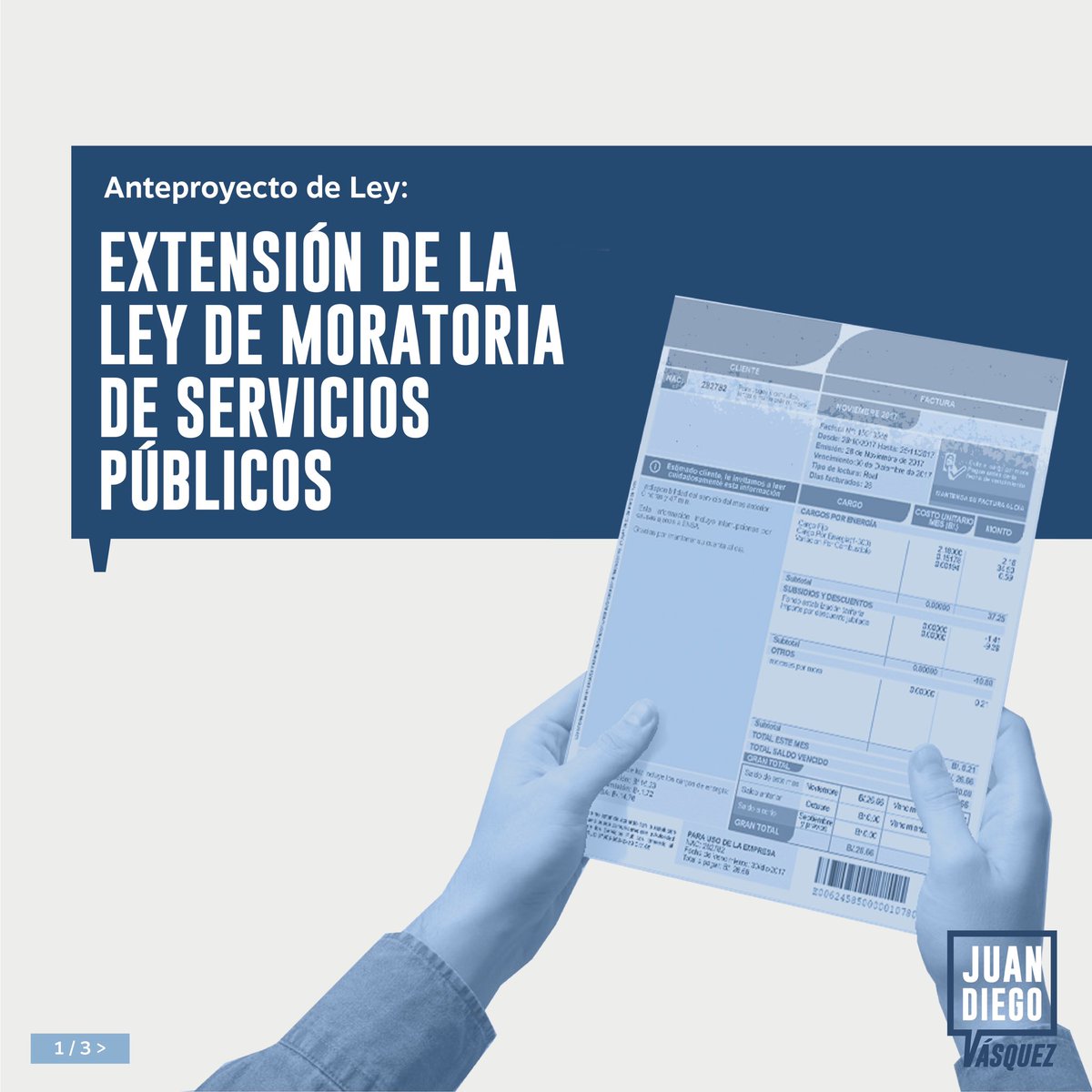 JDVasquezGut's tweet photo. Presenté ante la Asamblea Nacional un proyecto para EXTENDER el periodo de la moratoria en servicios básicos. No hay teletrabajo ni educación a distancia sin estos servicios. 
Como país, no debemos a unos exigirles pagar mientras otros lucran. Son tiempos de solidaridad. 💡🔌☎️💻 https://t.co/CZIAa4SAqB