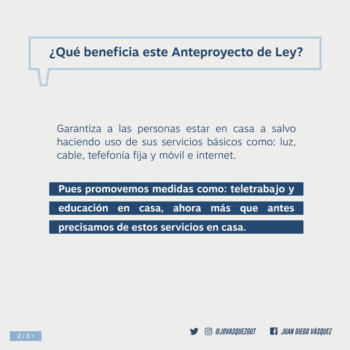 JDVasquezGut's tweet photo. Presenté ante la Asamblea Nacional un proyecto para EXTENDER el periodo de la moratoria en servicios básicos. No hay teletrabajo ni educación a distancia sin estos servicios. 
Como país, no debemos a unos exigirles pagar mientras otros lucran. Son tiempos de solidaridad. 💡🔌☎️💻 https://t.co/CZIAa4SAqB