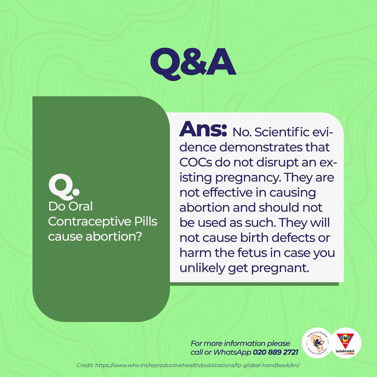 PPAGGhana's tweet photo. Oral contraceptives pills DO NOT cause abortion .
#KnowYourFPMethods #SexualHealth4QualityLife https://t.co/GmvLxgWaeg