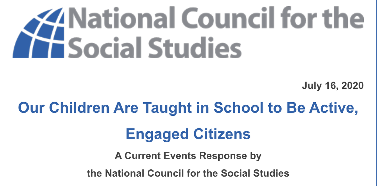 NCSSNetwork's tweet photo. "@NCSSNetwork takes issue with an attack on American educators for political gain. We affirm that teachers have a profound impact on students nationwide every day." Read our current events response here: https://t.co/fKM2uqOynG https://t.co/QbT59P7TuK