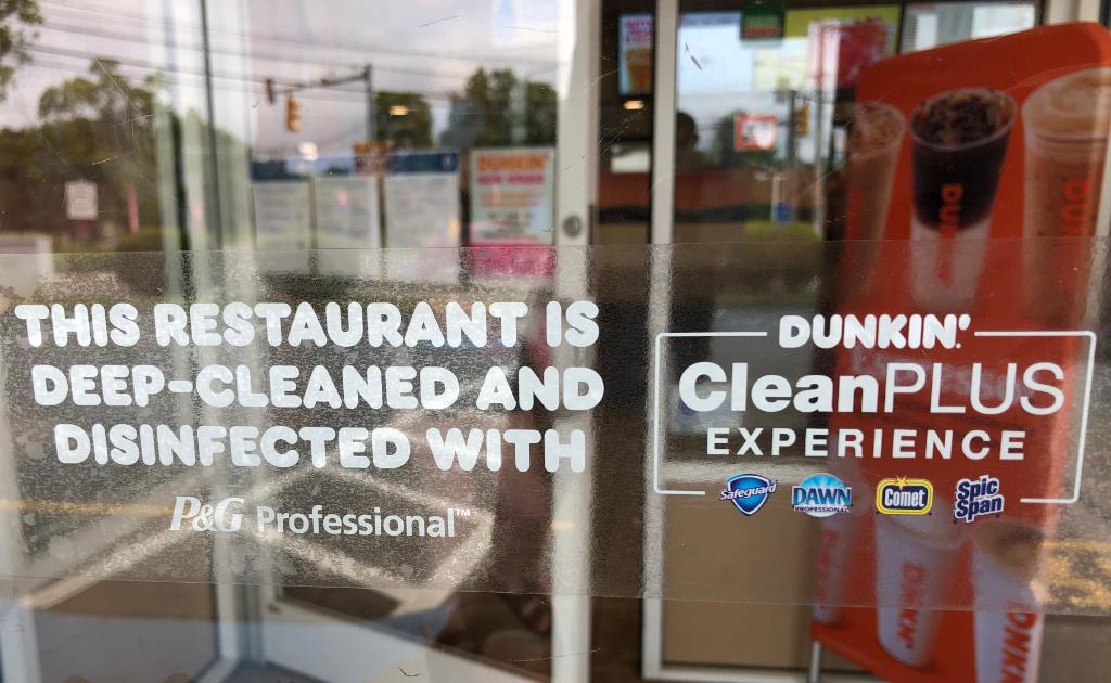 ProcterGamble's tweet photo. Our top brands are helping @dunkindonuts and its franchisees reinforce their commitment to the health and safety of guests and franchisees’ employees. Check out how Dunkin' franchisees are working to provide a clean and disinfected experience.  #cleanplus #clean #handwashing https://t.co/EFoycmBxRi