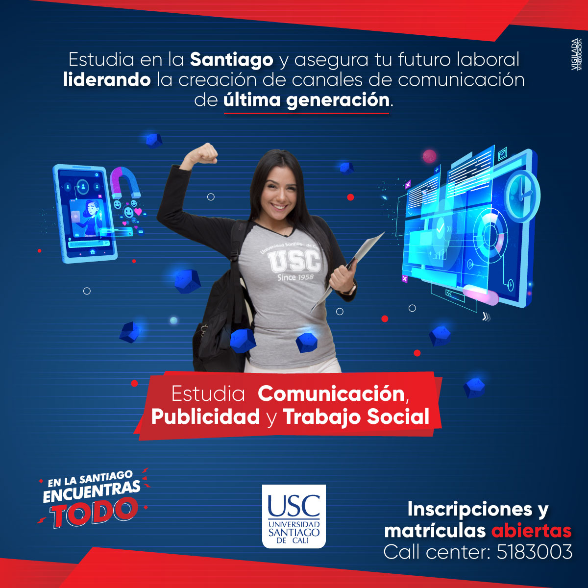 EnterateCali's tweet photo. ¡Matricúlate en la @usantiagodecali Tenemos las mejores instalaciones, excelencia académica y la matrícula más económica! #SúperUSC #CaliCo #USCcali https://t.co/TIvy6Z2Dls https://t.co/kwKHrmOgS9