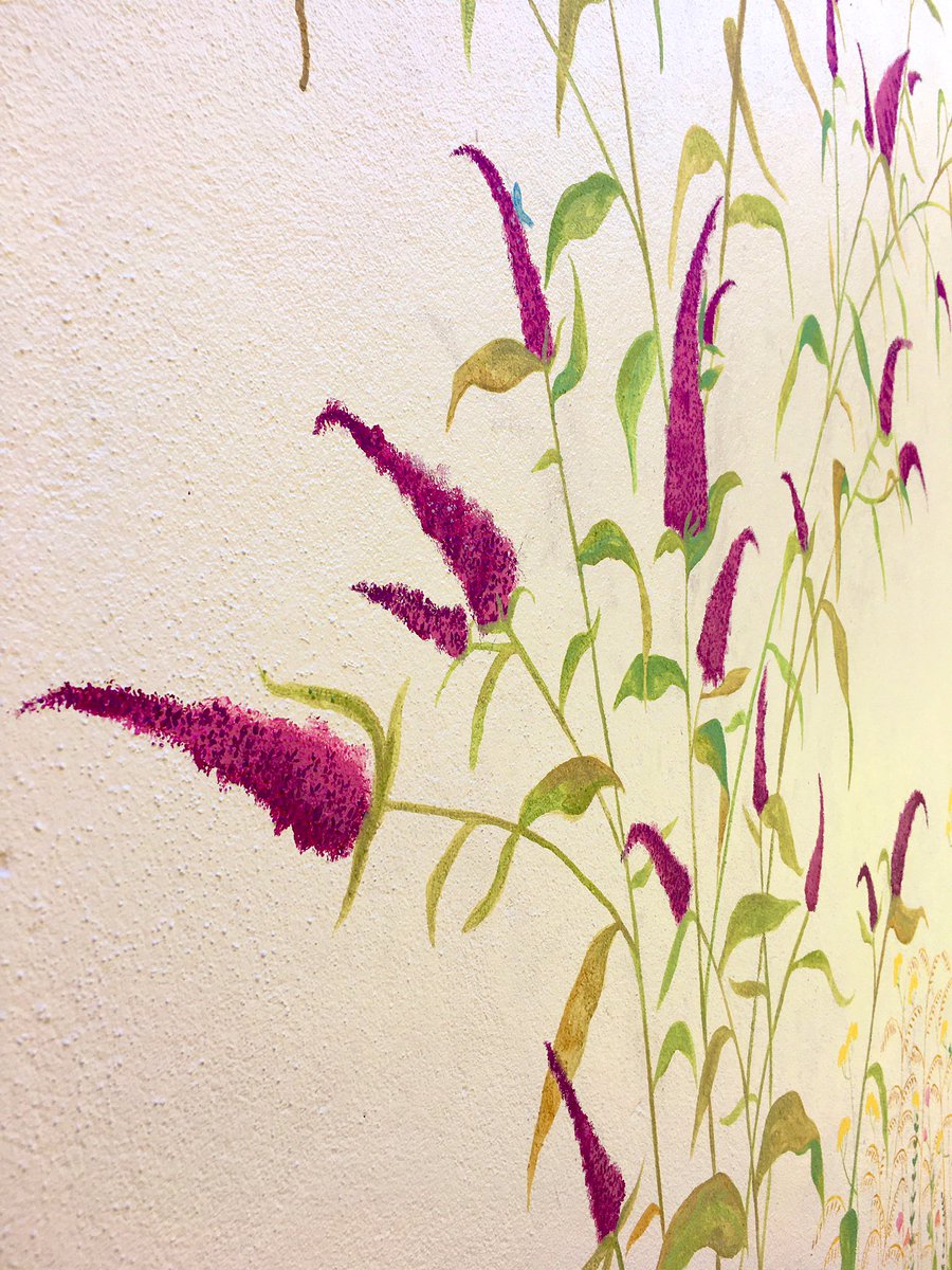 LucyVolpin's tweet photo. This weeks painting- a floral mural (try saying that 5 times fast! Hehe) great fun in the sun. #mural #artists #Flowers https://t.co/xa3VmXPlXF
