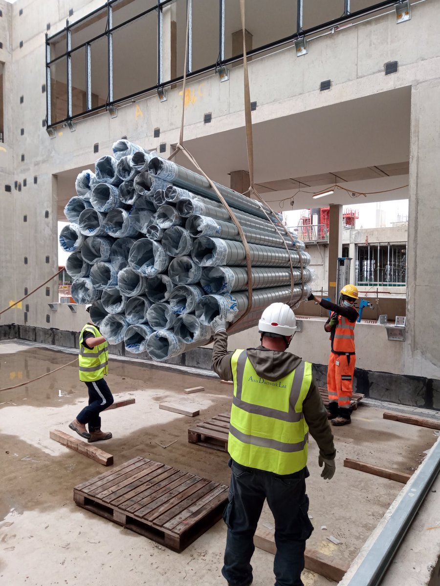 AxisDuctwork's tweet photo. Spiral delivery from @UK_Lindab all bagged off ready for installation at Cavendish 3 Cambridge @Bouygues_C @BouyguesUK https://t.co/USb0YB6j9M