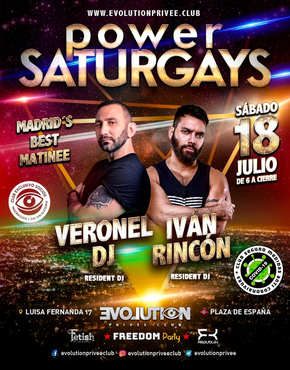 Evolutionprivee's tweet photo. 𝗣𝗢𝗪𝗘𝗥𝗦𝗔𝗧𝗨𝗥𝗚𝗔𝗬𝗦 💪🏻🔥⭐
𝗟𝗔 𝗠𝗘𝗝𝗢𝗥 𝗠𝗔𝗧𝗜𝗡𝗔𝗟 𝗗𝗘 𝗠𝗔𝗗𝗥𝗜𝗗 𝗖𝗢𝗡 🕶 𝗜𝗩𝗔𝗡 𝗥𝗜𝗡𝗖Ó𝗡 𝗬 𝗩𝗘𝗥𝗢𝗡𝗘𝗟

𝗘𝗦𝗧𝗘 𝗦𝗔𝗕𝗔𝗗𝗢 18 DE JULIO https://t.co/VHfQv0Vtf4