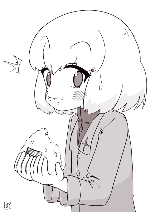 おにぎりを頬張るカチューシャ様

#ガルパン 