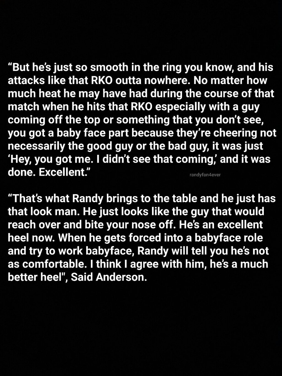 randyfan4ever_'s tweet photo. He's The Best Heel In The Business -Arn Anderson.

In Recent Podcast On The Arn Show, Anderson Praised Orton For His Heel Work In WWE.
#RandyOrton @RandyOrton #BestHeel #WWE #ArnAnderson https://t.co/aeENDhXr98