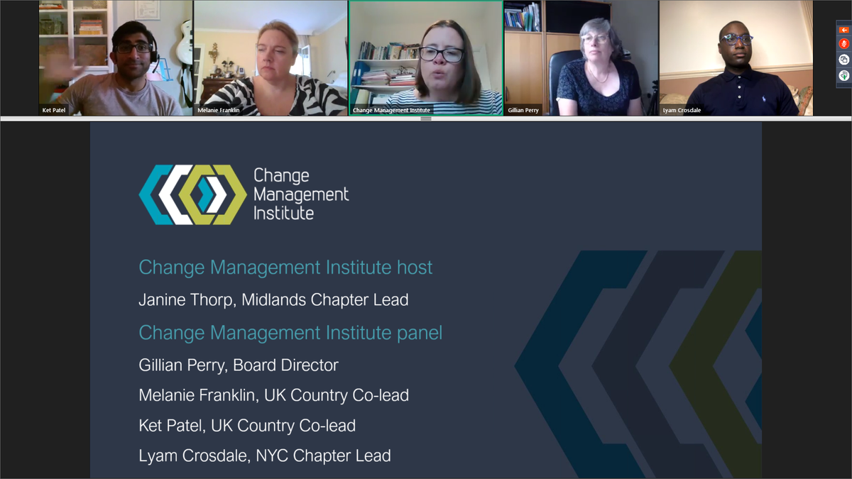 RPitbladdoBRC's tweet photo. Attending a great webinar tonight about transitioning to the new norm. 
Good discussion about the balance of home working as well as virtual leadership. Thanks @ChangeMgtIns!!

#Change #ChangeManagement https://t.co/31Axpgi69J