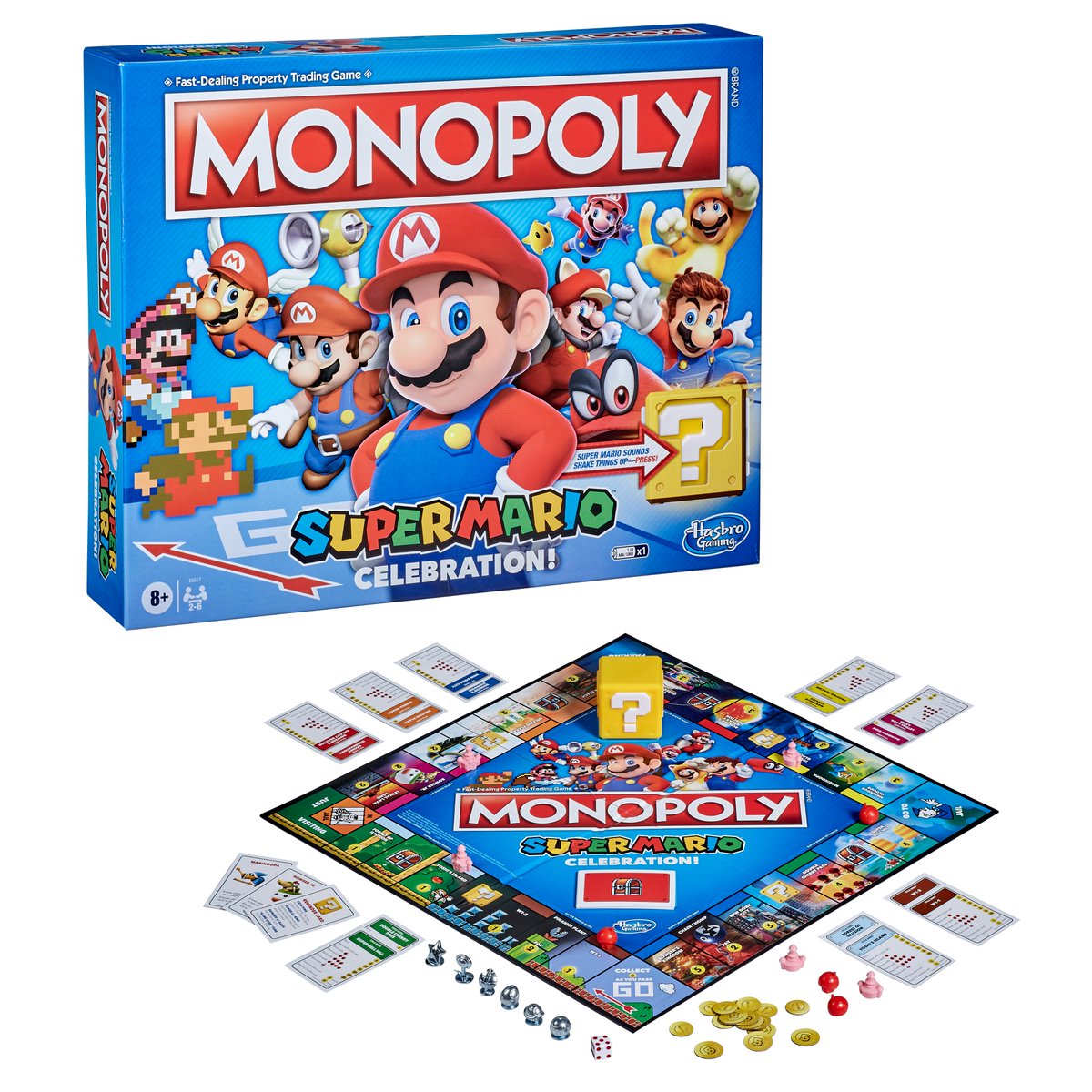 NintendoAmerica's tweet photo. The Mushroom Kingdom teams up with two classic games for even more fun! The Monopoly Super Mario Celebration Edition and Jenga: Super Mario will be available 8/1. https://t.co/Y853JtkYUl