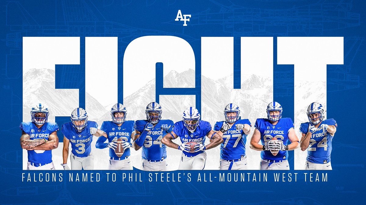AF_Football's tweet photo. Count 'em ⚡️⚡️⚡️⚡️⚡️⚡️⚡️⚡️

8⃣ Falcons were named in Phil Steele's preseason All-@MountainWest Team! 

#LetsFly | #BoltBrotherhood https://t.co/ngbWlJNwaP