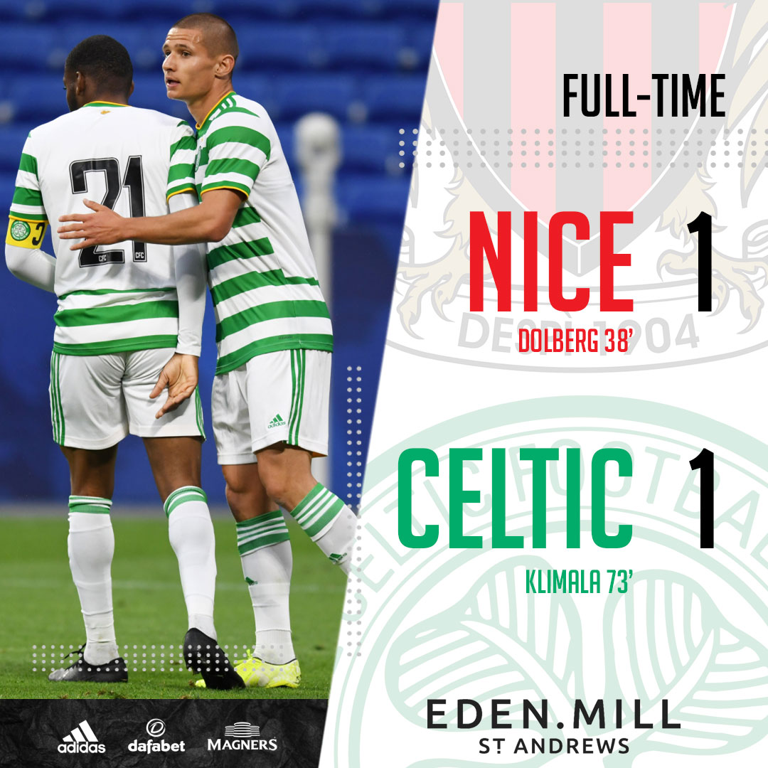 CelticFC's tweet photo. It ends level in Lyon! @KlimalaPatryk's deserved equaliser tops a great pre-season workout for the Bhoys! 🍀
#NICCEL #CelticFC https://t.co/IWr8bBSJkq