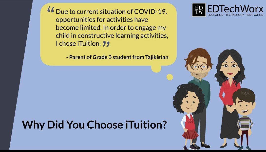 EdTechWorx's tweet photo. EDTW introduces #iTuitions -  a globally recognized platform offering an #online learning experience that is #personalized as per ur child’s needs!
#Register:
https://t.co/5MFhxv2MwR
Or #visit: https://t.co/pFcwEv9b7F https://t.co/rM5tvUm40q