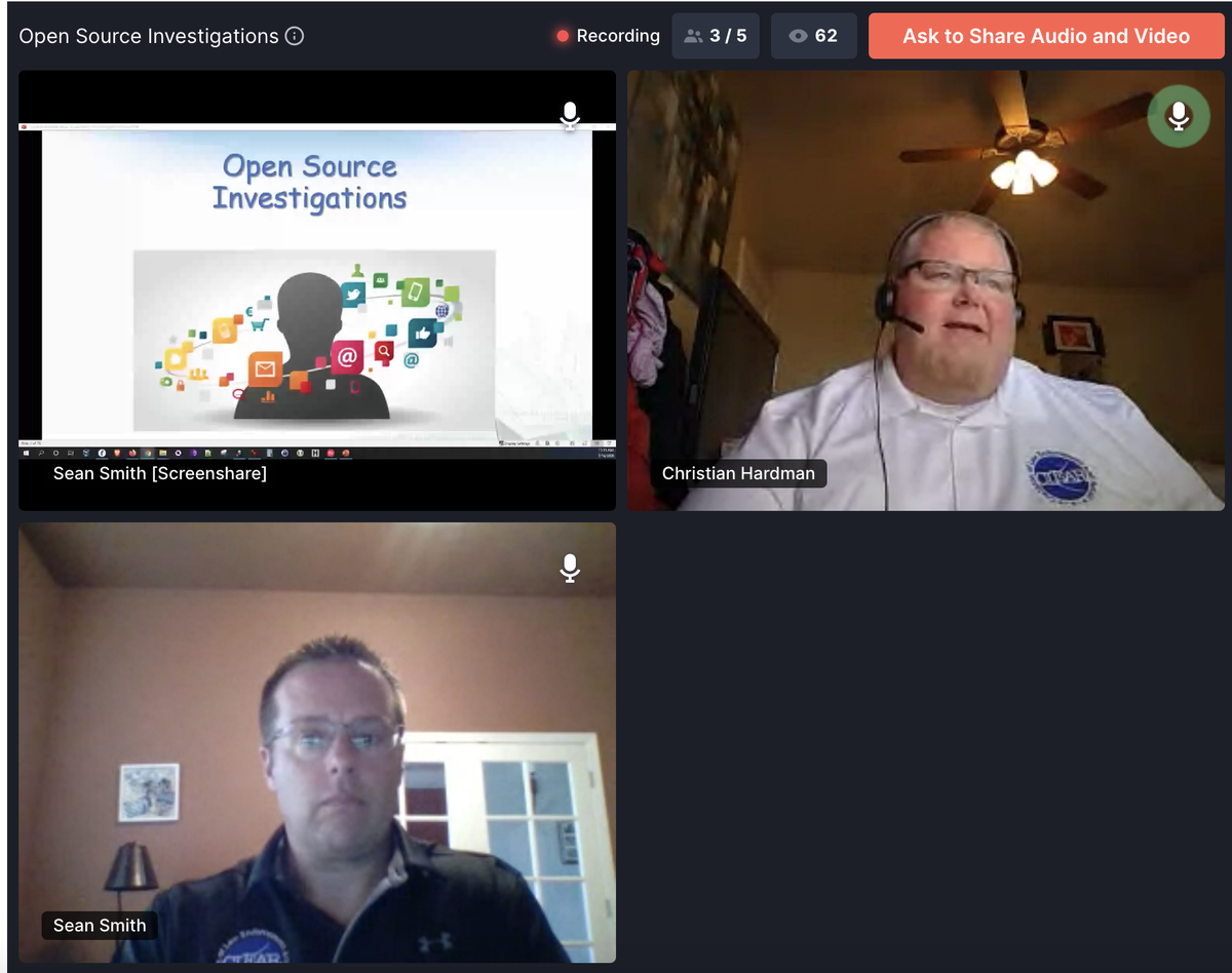 Starting now: Open Source Investigations - How To Be A Pro with Detective Sean Smith of the Sacramento County Sheriff's Department brought to you by CLEAR.
