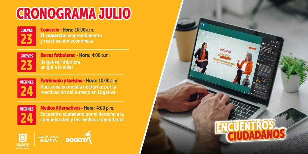 Engativalcaldia's tweet photo. #Prográmate| Aquí está el calendario de los #EncuentrosCiudadanos. #ParticipayDecide en qué se invertirán $120 mil millones del Fondo de Desarrollo Local para de hacer de Engativá un mejor lugar para vivir. Inscríbete 👉🏻https://t.co/4cY1kQUkNR #EngativáCuentaContigo https://t.co/LPhTsy1v6V