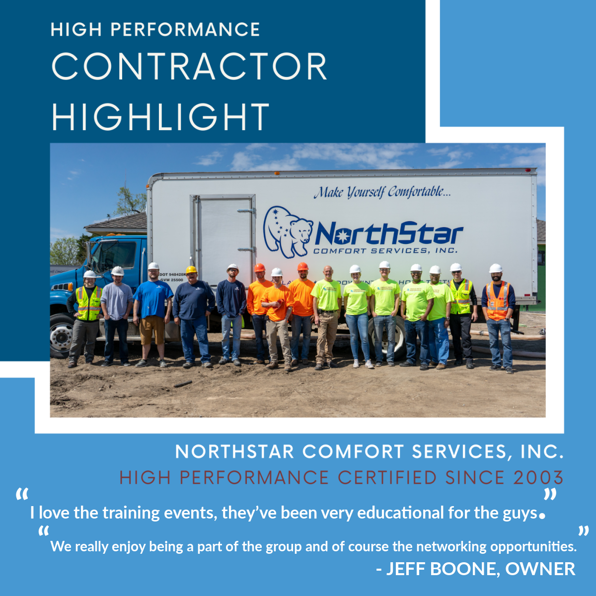 HPIPros's tweet photo. Contractor Highlight! @NStarComfort out of Kechi, KS has been around for over 7 decades! Their services not only include Insulation but also window tinting and air sealing. Thanks for being part of the High Performance family, NorthStar! https://t.co/zUIb6f9OsB