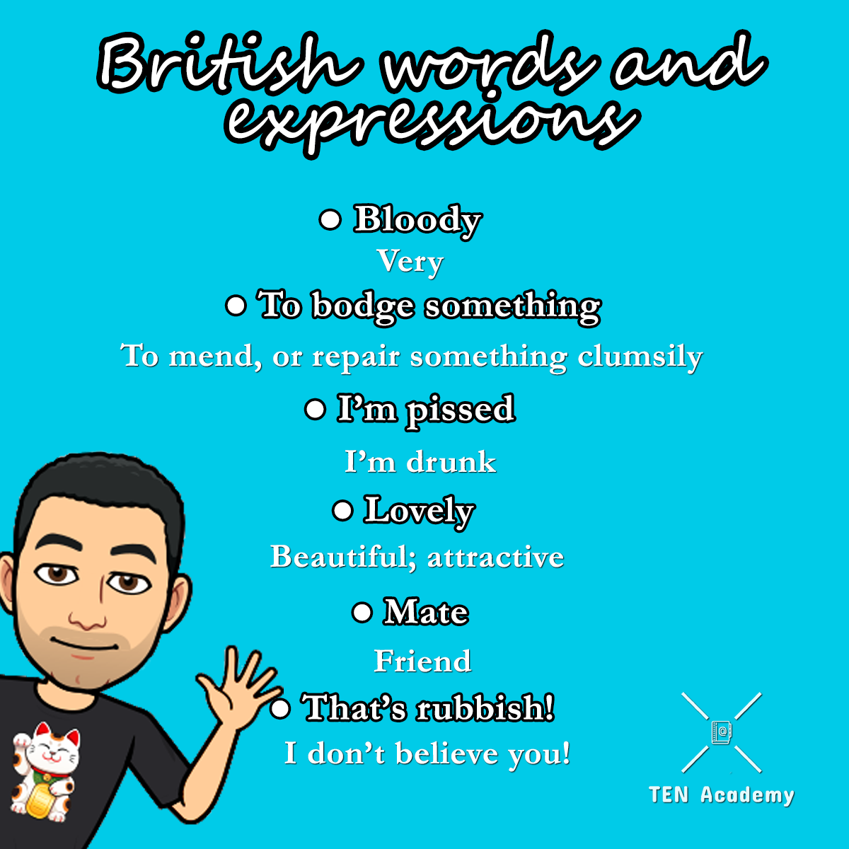 TENacademy's tweet photo. ¿Conocías estas expresiones británicas? 🤔
¡Cuéntanos tu experiencia! 😆
¿Las has usado alguna vez? 🙆
¿Las has escuchado alguna vez? 👂
¡Esperamos tu respuesta! 😄

#tenacademy #expression #british #uk #ielts #onlinelessons #englishclasses https://t.co/eDJSuvMwyo