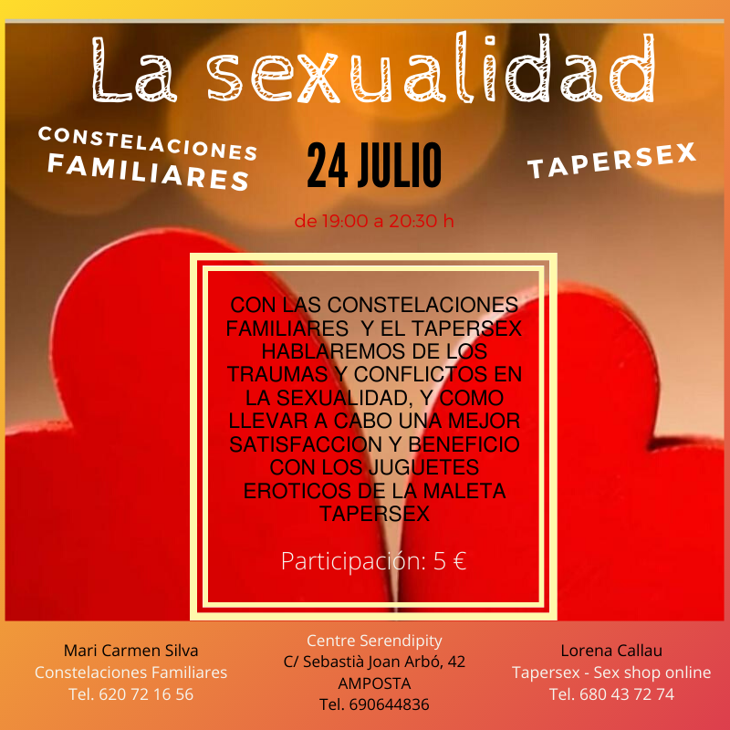 LorenaCallau's tweet photo. Taller para desbloqueos sexuales. El próximo dia 24 de Julio te espero en Serendipity
#sexshop #tapersex #bloqueosexual #sexosintabues #constelacionesfamiliares https://t.co/DWhL9yaVSj