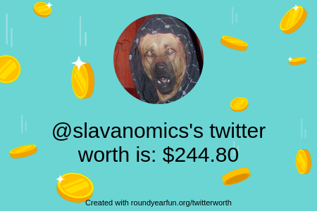 My Twitter worth is: $244.80  Find yours with https://t.co/7H84RWv1ef  ⠀ https://t.co/UIkyJDDctV