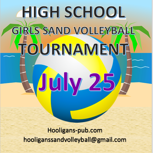 hooligans_pub's tweet image. High School Sand Volleyball Tournament July 25th 

Email us at hooliganssandvolleyball@gmail.com

Website: hooligans-pub.com