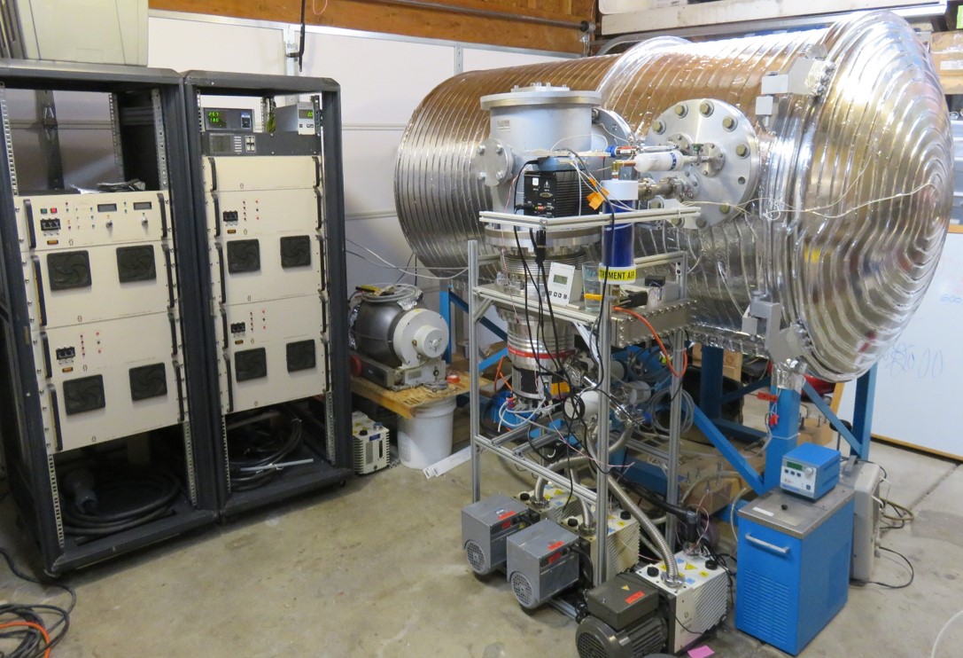 After 8 hrs of being heated to 250 degrees F, our vacuum chamber is complete and ready for fusion experiments later this year! It sits comfortably with 1,000,000,000 times less air in it than atmosphere.