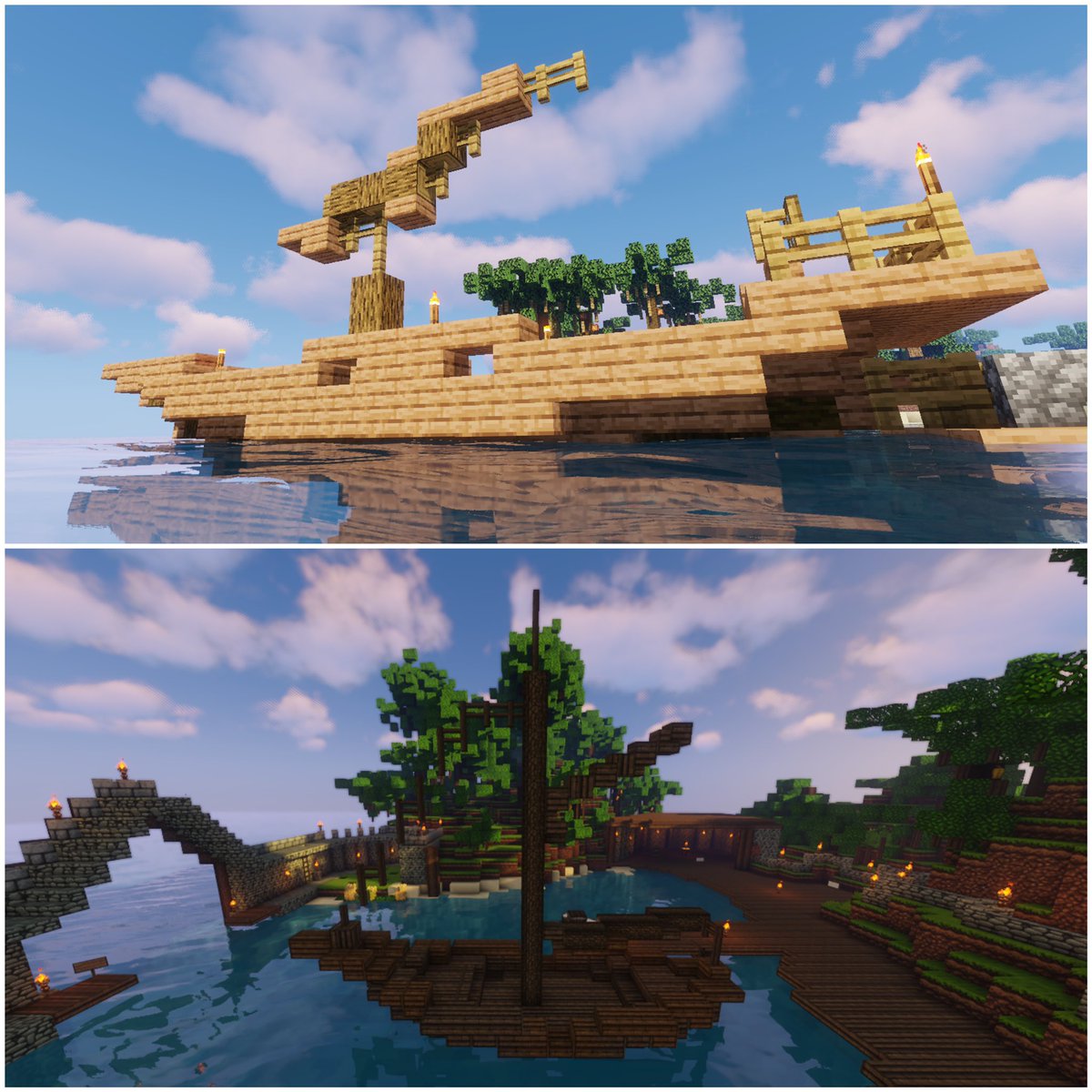 minedoszone's tweet photo. 🌴Minedos: Stranded🌴

Um auf die Hauptinsel zu kommen, mussten die Spieler Boote, Schiffe, o.ä. bauen.⚓️

Ein paar dieser Bauwerke könnt ihr hier begutachten. Wir sind fasziniert, wie unterschiedlich und gut diese sind. 

Ist eures dabei? Wenn nicht, zeigt uns dieses doch gerne! https://t.co/mTfLxqYXrI