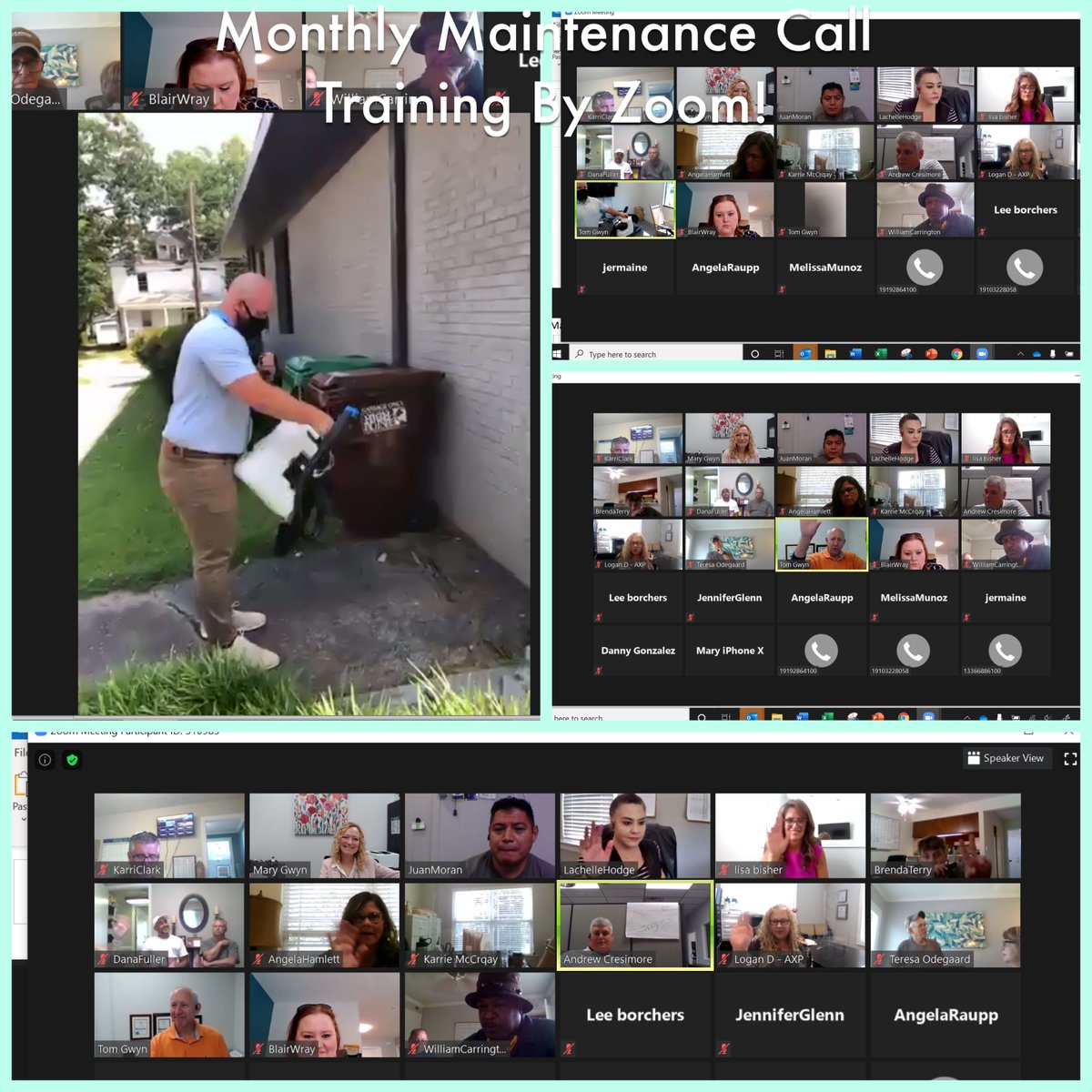 MarySGwyn's tweet photo. Maintenance Meetings turn into Zoom calls! And you can still train, share ideas, and even webcams (for some)! Use what you have to connect with your teams! #teamworkmakesthedreamwork #surroundedbygreatness #multifamilymaintenance #apartmentmaintenance #propertymanagement https://t.co/9jek2OHniA