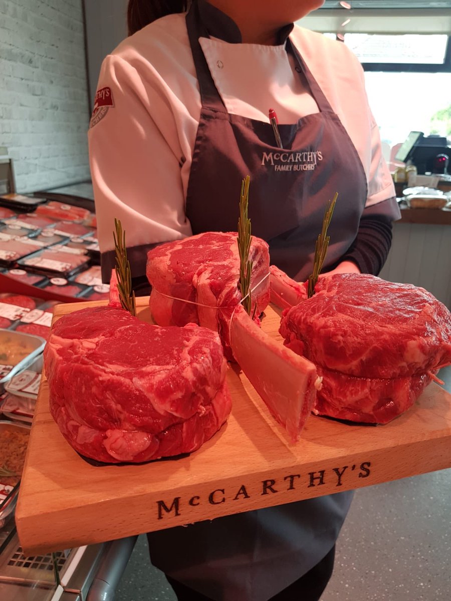 mccarthymeats's tweet photo. Impressive Tomahawk Steaks prepared fresh today in Bishopstown. #cork #realbutchers #tomahawk #ribeye https://t.co/f596dHANEG