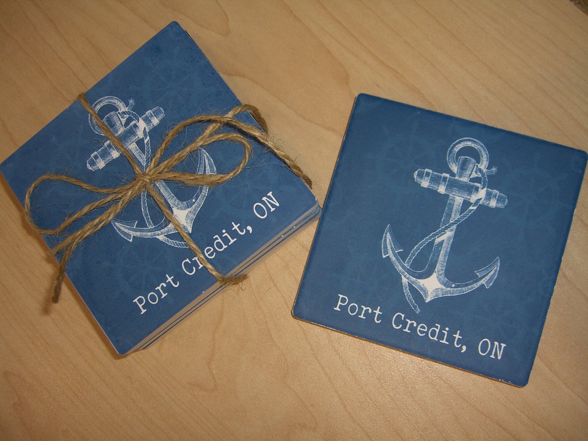 Impress_Gifts's tweet photo. Thrilled to have these back!! ⚓️🍷🍺 They had sold out in a day, got extras this time. Set of 4 #PortCredit #coasters, EXCLUSIVE @Impress_Gifts. #cheers #anchor #Mississauga #ShopLocal #SmallBiz #ILovePC #explorePC #GiftIdea https://t.co/CgCg37lzaV