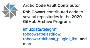 robcowart_com's tweet image. My work, incl. #ElastiFlow, will be available 1000+ years from now, thanks to the GitHub Archive Program and the Arctic Code Vault. Pretty Cool! (pun definitely intended ;-)

archiveprogram.github.com
