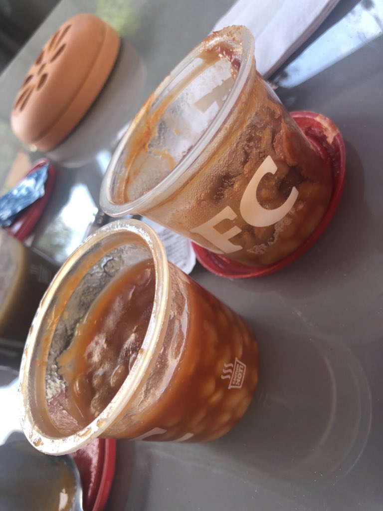 Georgia_McD's tweet photo. @kfc just got home from the kfc in burton having recieved these, one full and saucy and the other looks like 3 quarters has been eaten &amp; is crusty and dry?!! Looks like someone has eaten most of them. Disgusting https://t.co/haUBzJFfaX